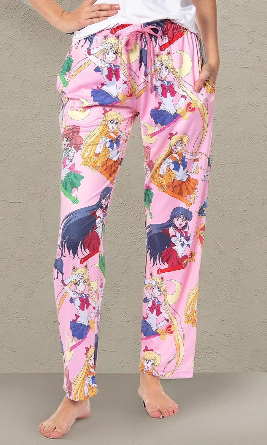 Bioworld Sailor Moon Women's Allover Character Print Adult Lounge Sleep Bottoms Pajama Pants