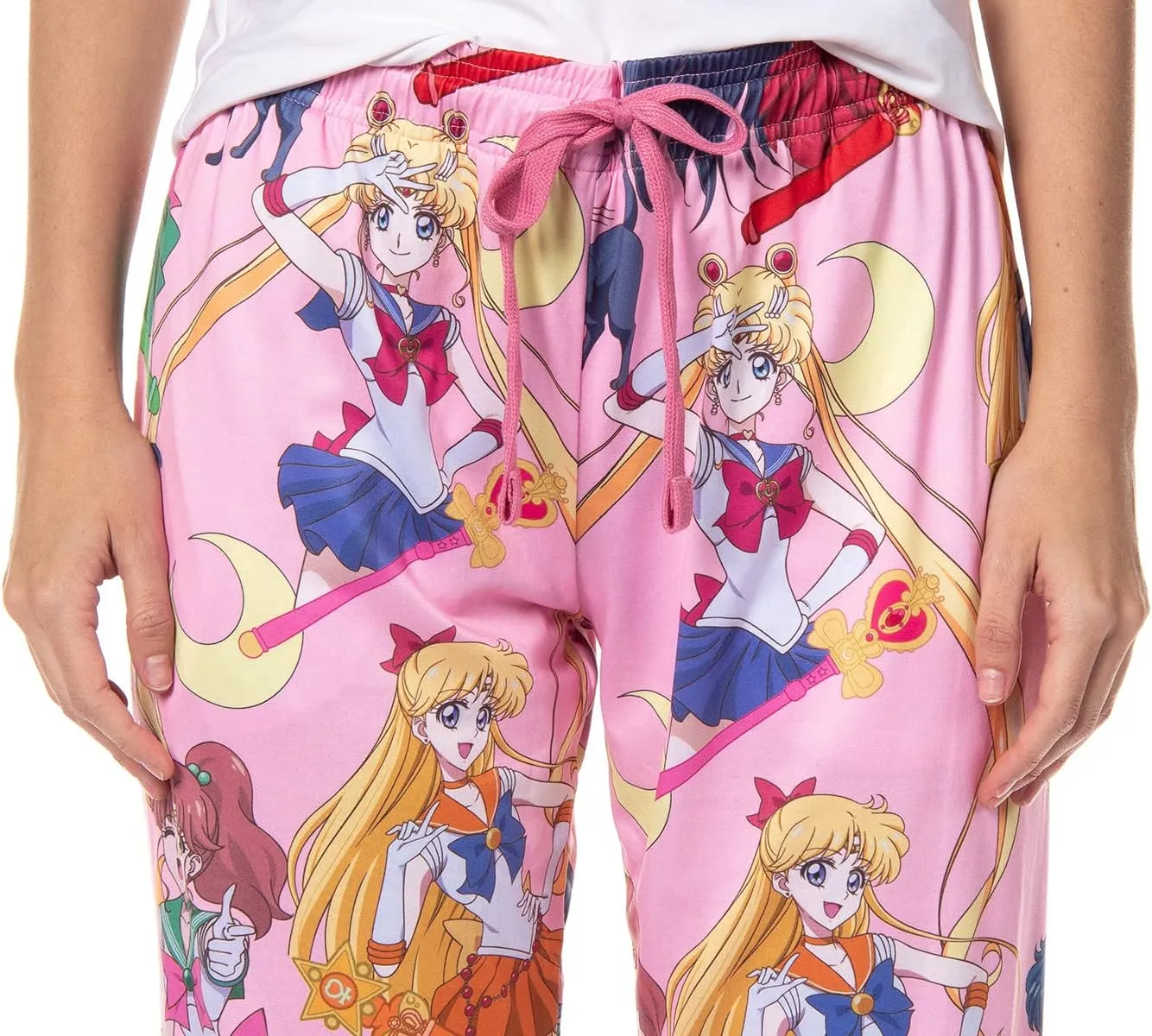 Bioworld Sailor Moon Women's Allover Character Print Adult Lounge Sleep Bottoms Pajama Pants