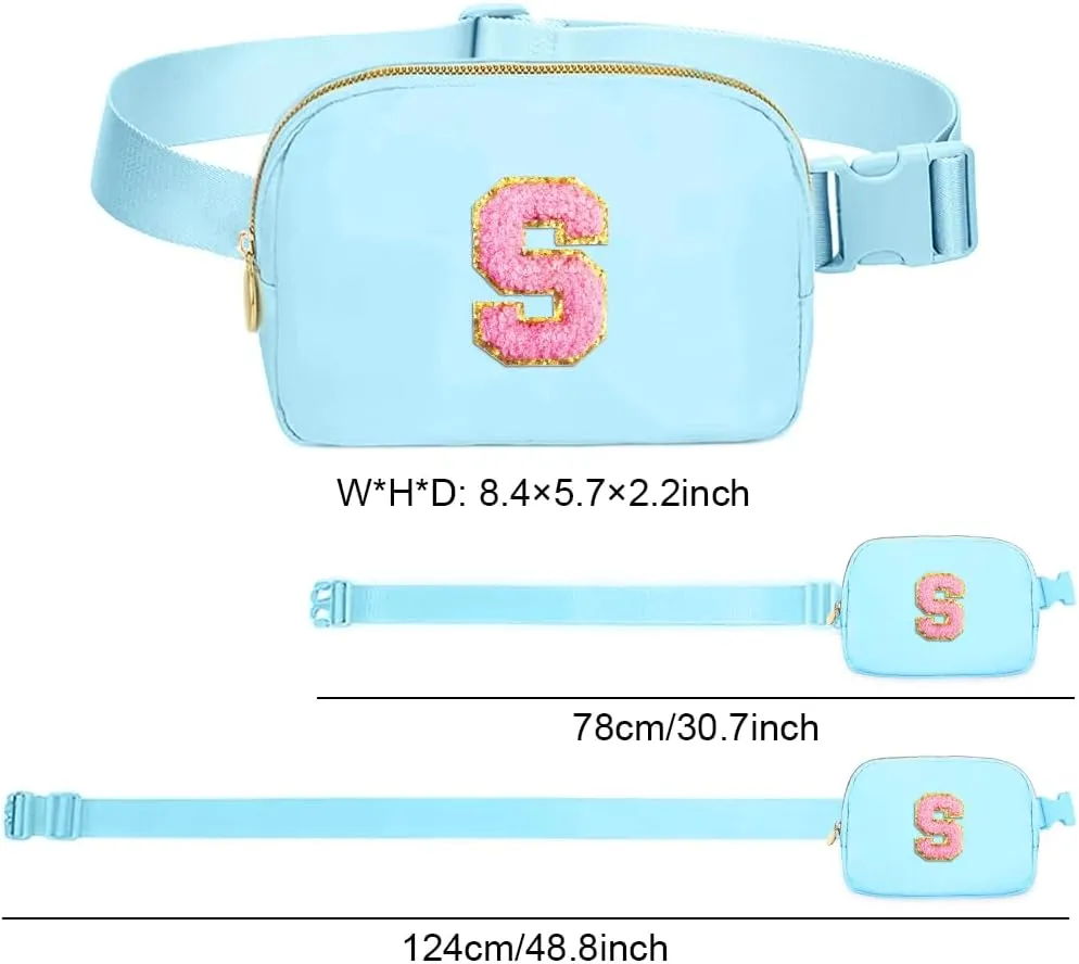 Birthday Gifts for 6 7 8 9 10 11 12 13 15 18 Year Old Girls, Initial Letter Waist Fanny Packs Crossbody Bag Belt Bag Cute Trendy Preppy Stuff for Kids Teens Women (S, Icing Blue)