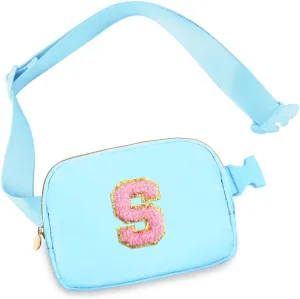 Birthday Gifts for 6 7 8 9 10 11 12 13 15 18 Year Old Girls, Initial Letter Waist Fanny Packs Crossbody Bag Belt Bag Cute Trendy Preppy Stuff for Kids Teens Women (S, Icing Blue)