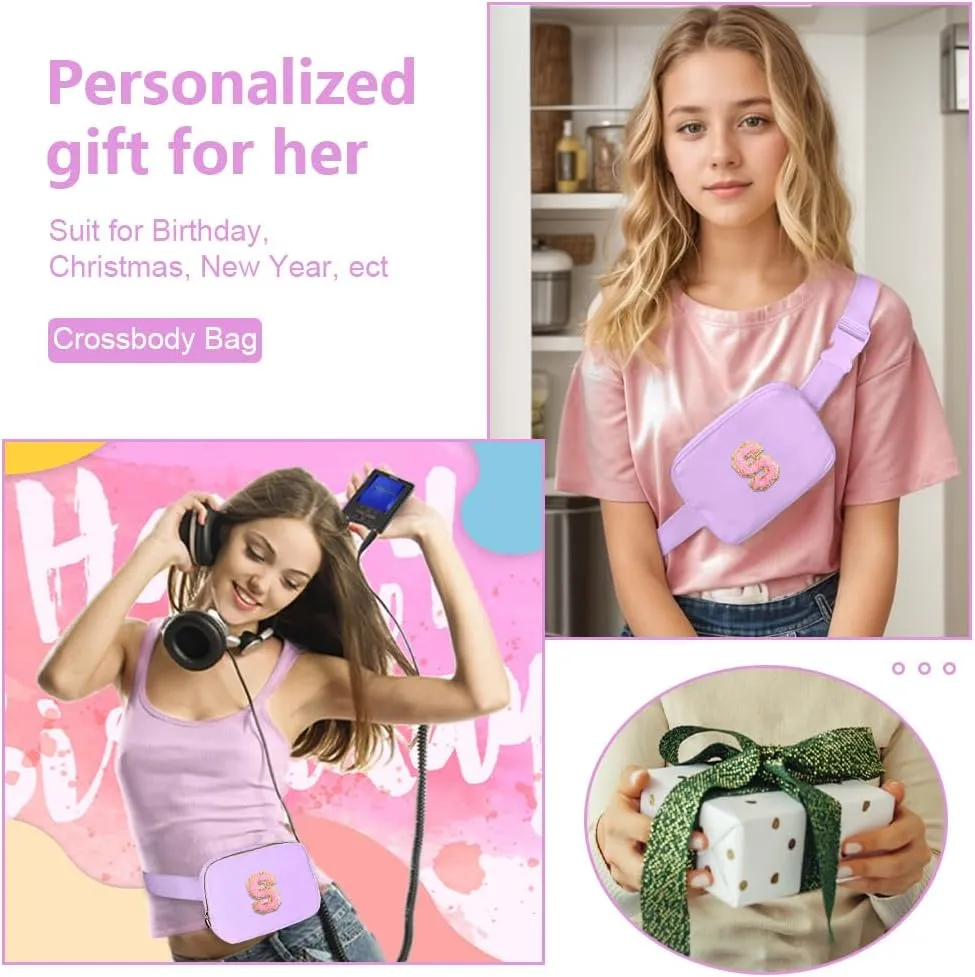 Birthday Gifts for 6 7 8 9 10 11 12 13 15 18 Year Old Girls, Initial Letter Waist Fanny Packs Crossbody Bag Belt Bag Cute Trendy Preppy Stuff for Kids Teens Women (S, Lavender)