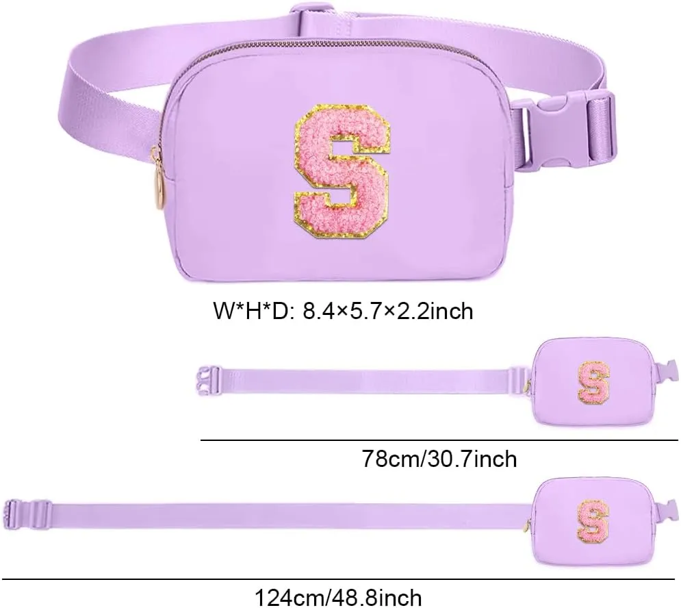 Birthday Gifts for 6 7 8 9 10 11 12 13 15 18 Year Old Girls, Initial Letter Waist Fanny Packs Crossbody Bag Belt Bag Cute Trendy Preppy Stuff for Kids Teens Women (S, Lavender)