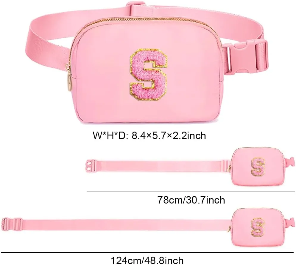 Birthday Gifts for 6 7 8 9 10 11 12 13 15 18 Year Old Girls, Initial Letter Waist Fanny Packs Crossbody Bag Belt Bag Cute Trendy Preppy Stuff for Kids Teens Women (S, Pink)