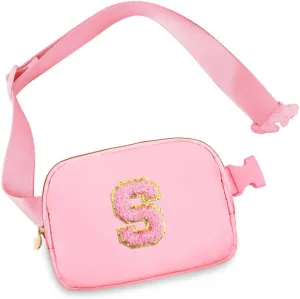 Birthday Gifts for 6 7 8 9 10 11 12 13 15 18 Year Old Girls, Initial Letter Waist Fanny Packs Crossbody Bag Belt Bag Cute Trendy Preppy Stuff for Kids Teens Women (S, Pink)
