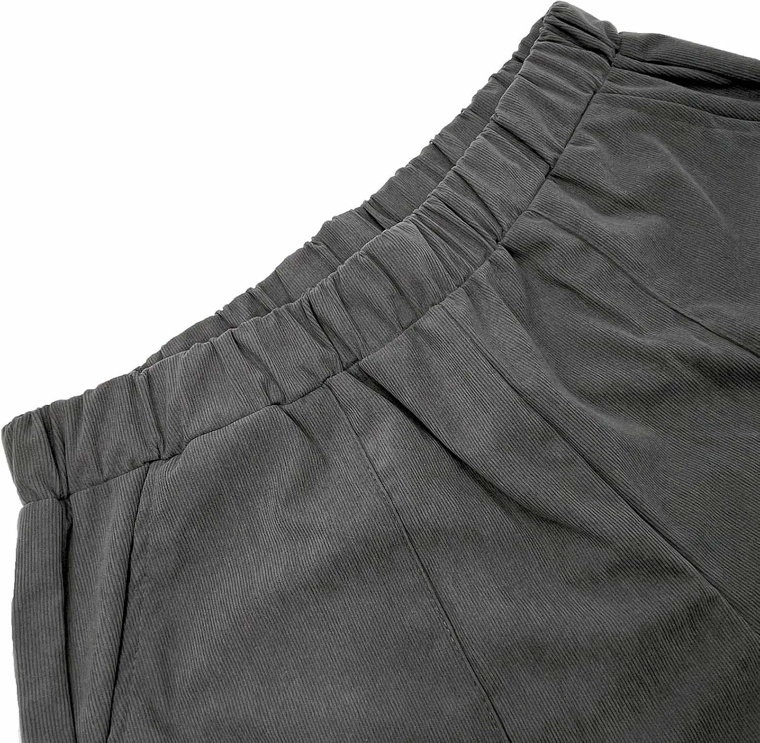 BIRW Corduroy Pants for Women Elastic High Waist Pull On Straight Leg Slacks Casual Trousers with Pocket