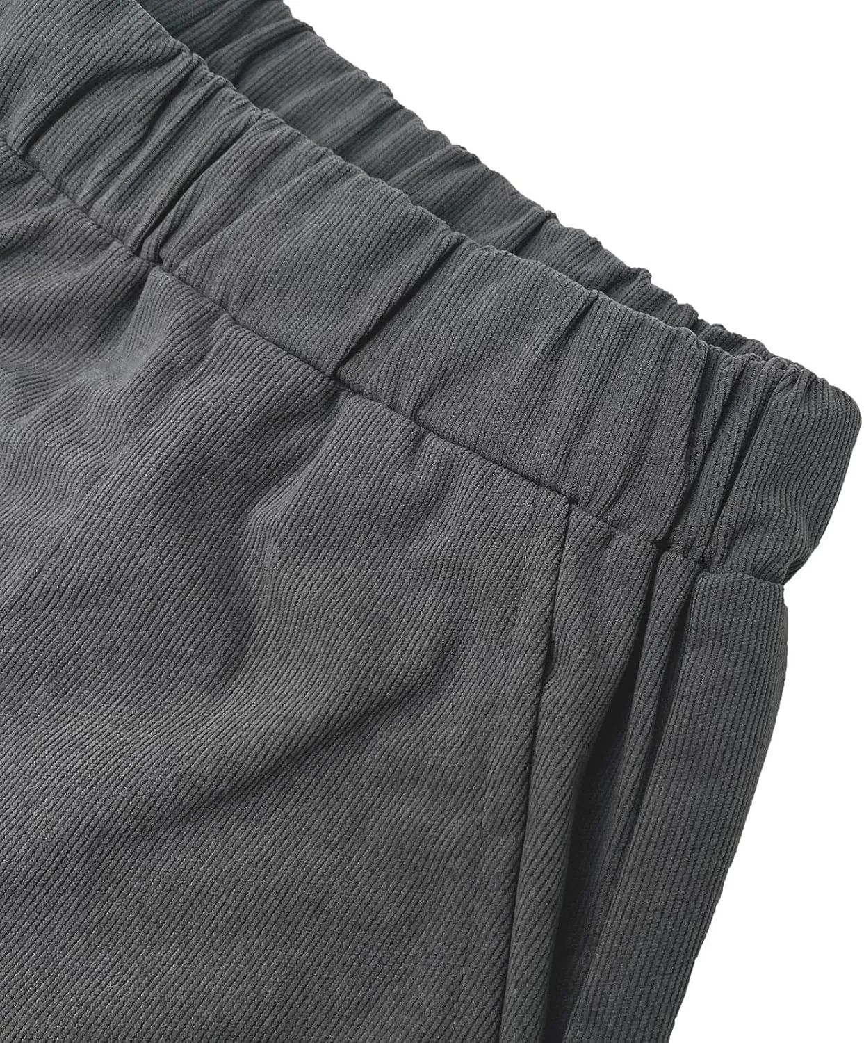 BIRW Corduroy Pants for Women Elastic High Waist Pull On Straight Leg Slacks Casual Trousers with Pocket
