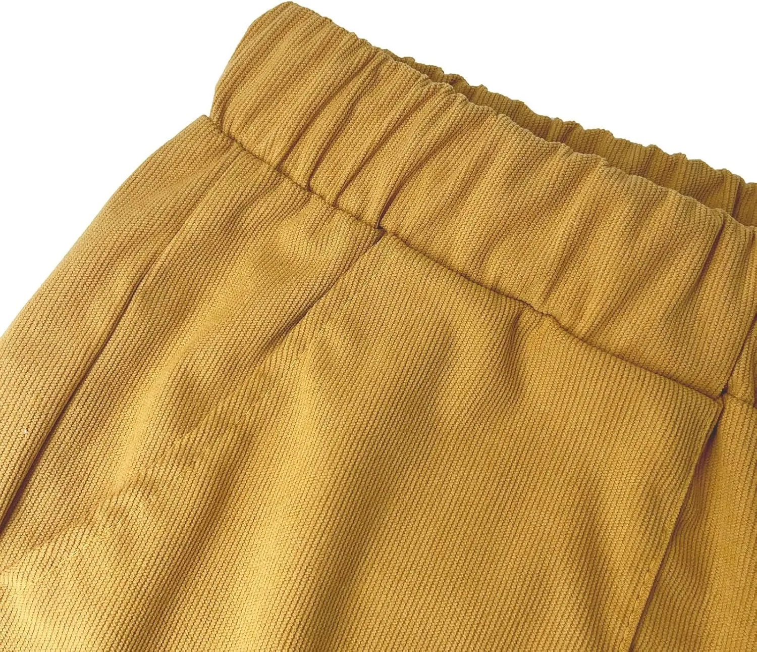 BIRW Corduroy Pants for Women Elastic High Waist Pull On Straight Leg Slacks Casual Trousers with Pocket