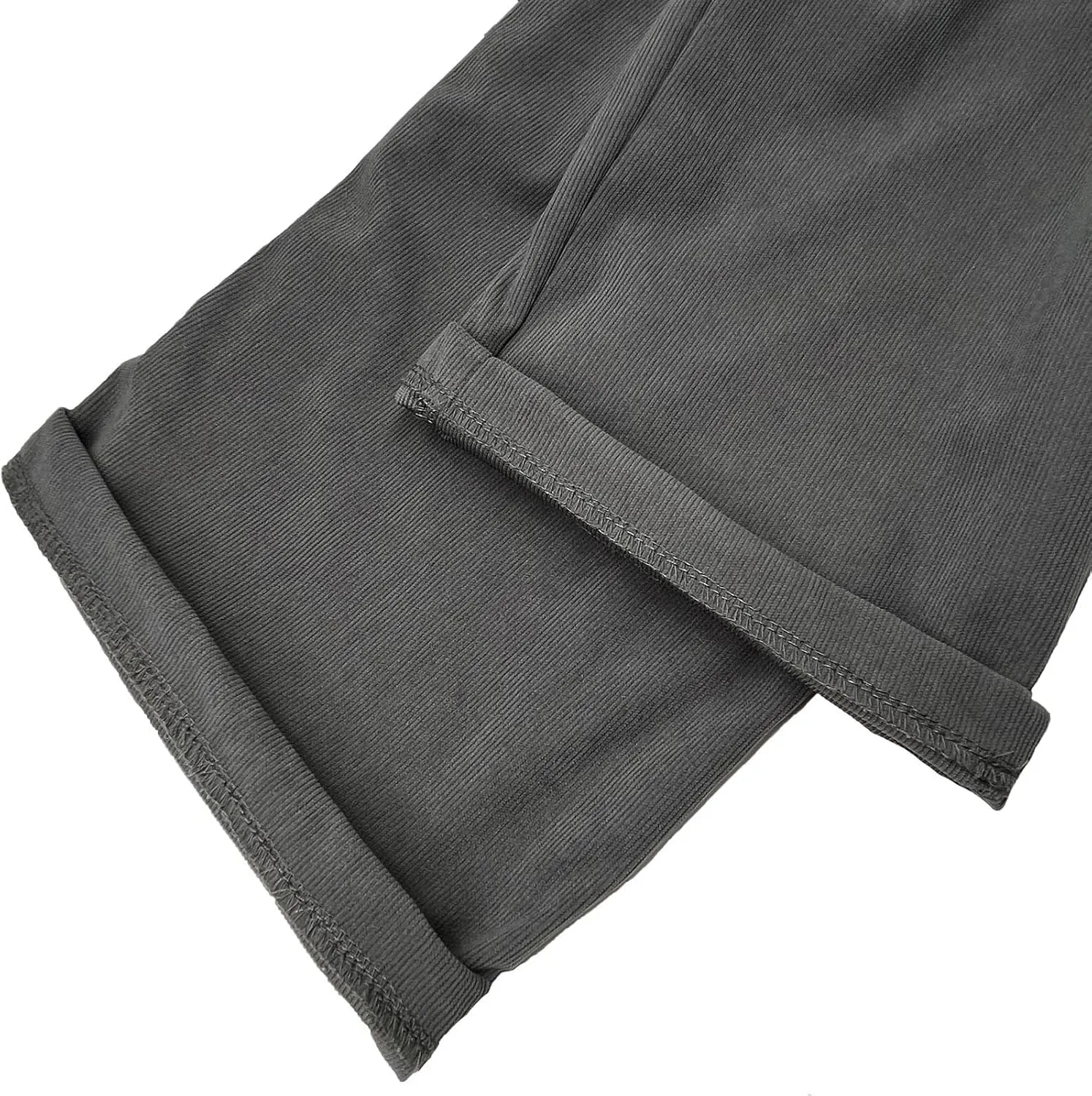 BIRW Corduroy Pants for Women Elastic High Waist Pull On Straight Leg Slacks Casual Trousers with Pocket
