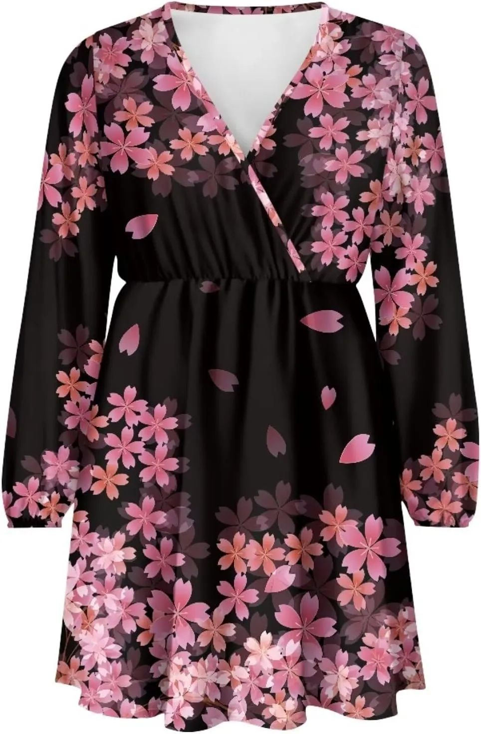 Biyejit Casual Tunic Dress for Women V Neck Ruffle Long Sleeve Dresses Loose Flowy Beach Cover Up Swing Dress