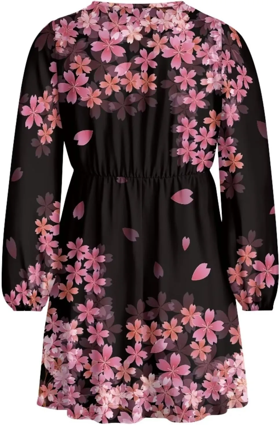Biyejit Casual Tunic Dress for Women V Neck Ruffle Long Sleeve Dresses Loose Flowy Beach Cover Up Swing Dress