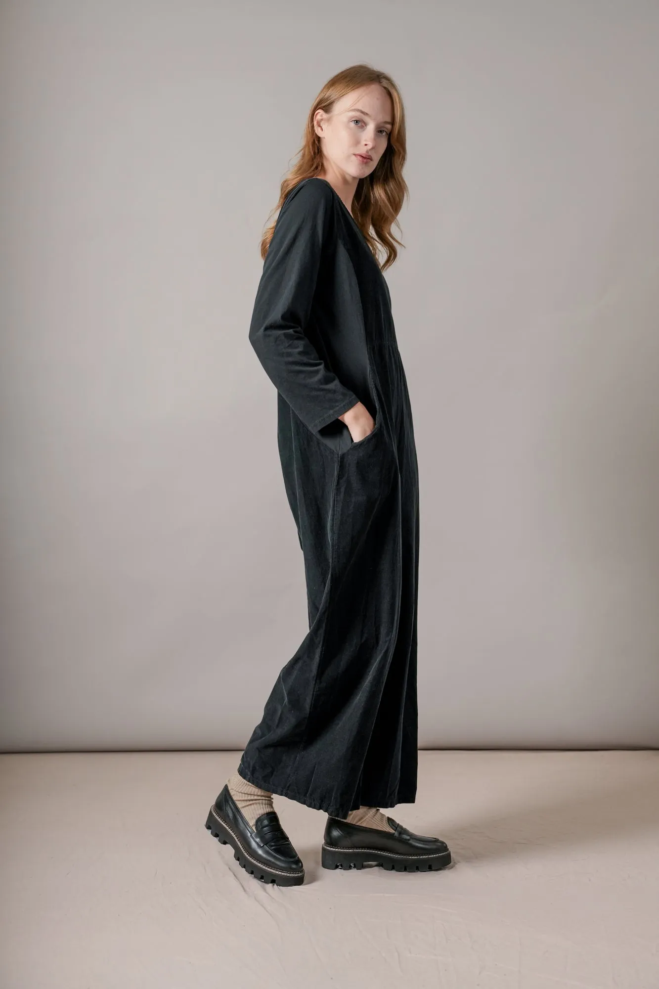 Black Needlecord Jumpsuit