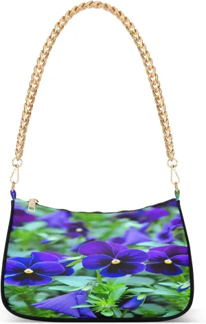 Blue Pansies Bloom and Bloom Womens Purse, Womens Shoulder Bags Crossbody