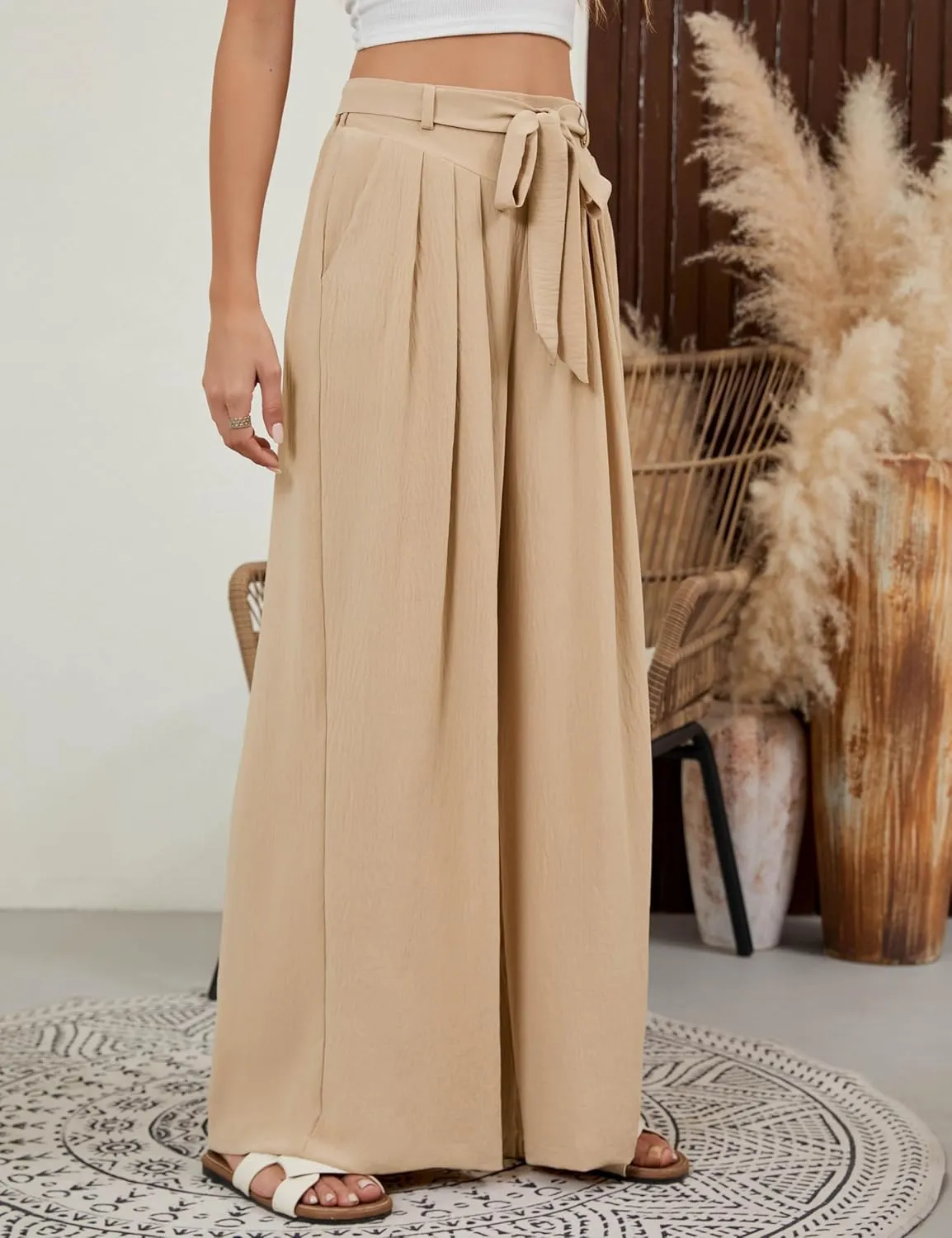 BMJL Womens Flowy Palazzo Pants High Waisted Wide Leg Trousers Summer Beach Vacation Outfit 2025