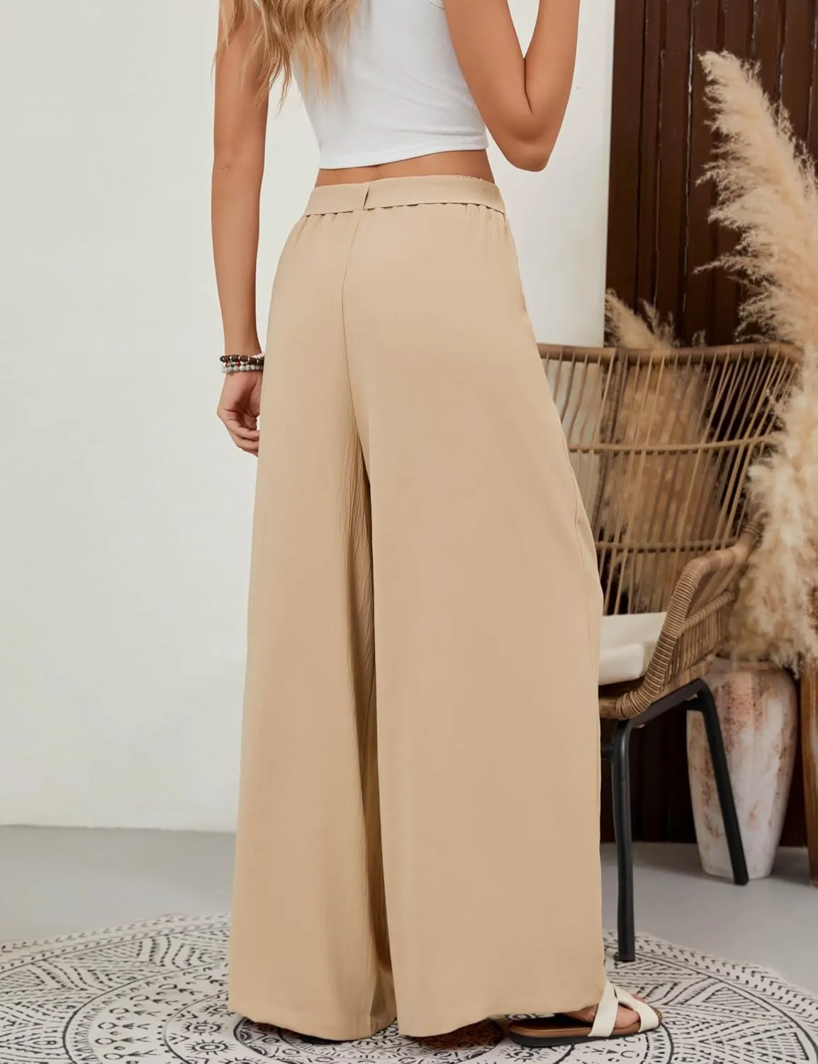 BMJL Womens Flowy Palazzo Pants High Waisted Wide Leg Trousers Summer Beach Vacation Outfit 2025