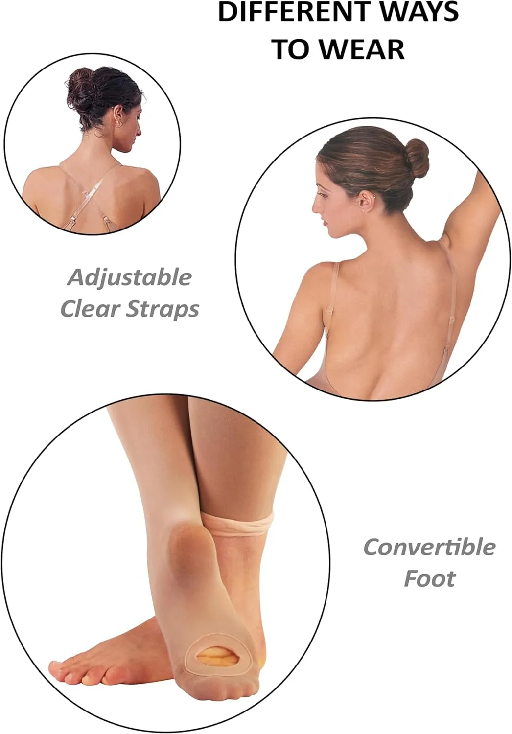 Body Wrappers Womens A91 TotalSTRETCH Convertible Foot Camisole Body Tights