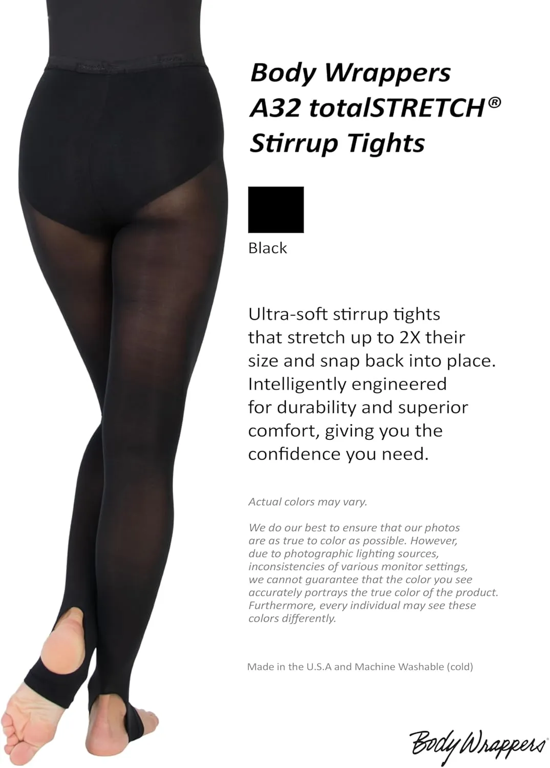Body Wrappers Womens Total STRETCH Stirrup Tights - A32 / A32X