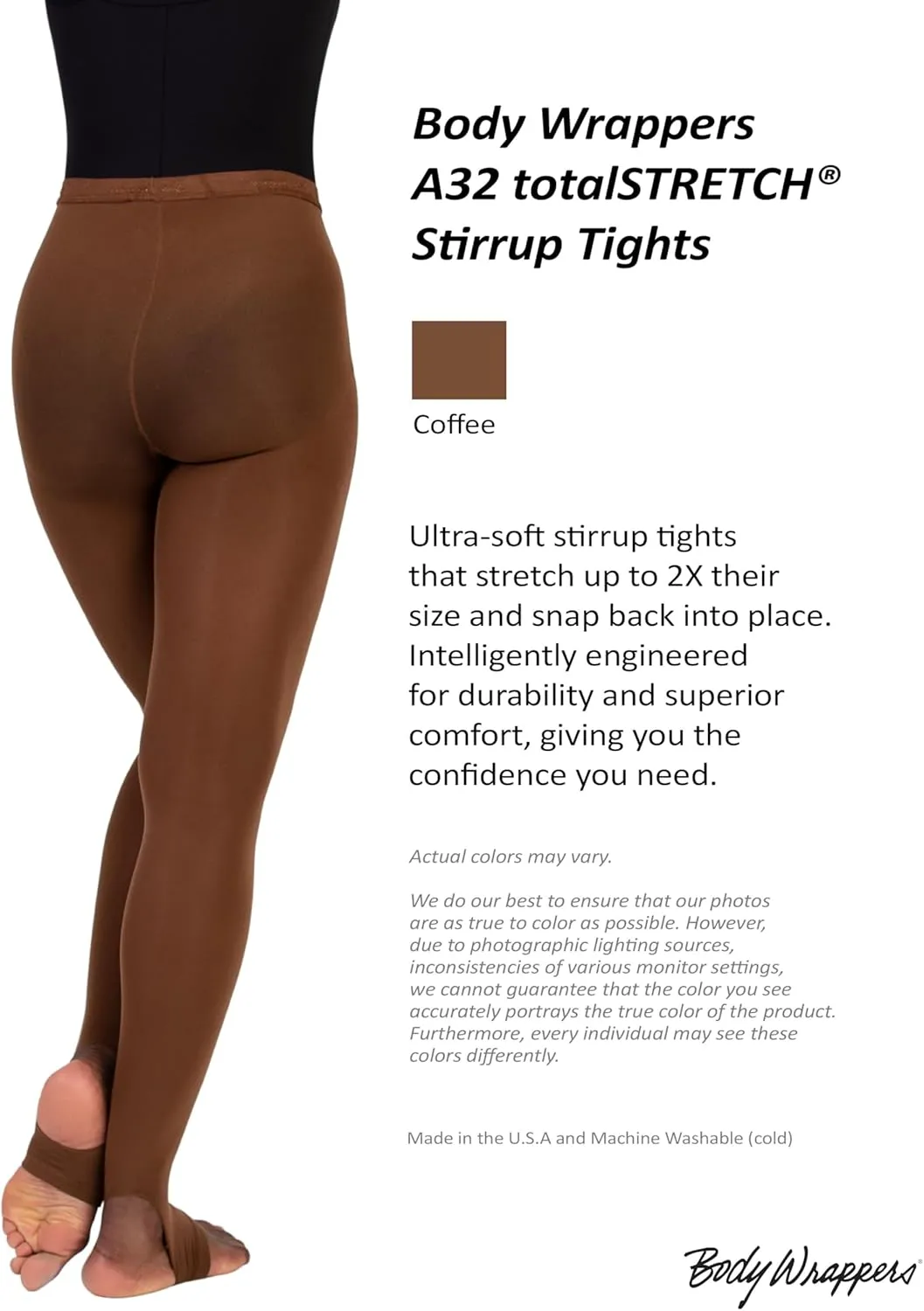 Body Wrappers Womens Total STRETCH Stirrup Tights - A32 / A32X