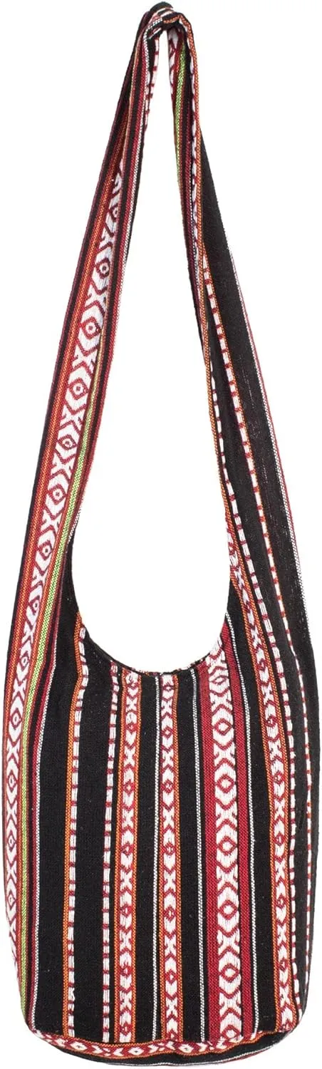 Bohemian Hippie Crossbody Bag Hobo Sling Bag Cotton Messenger Shoulder Bags