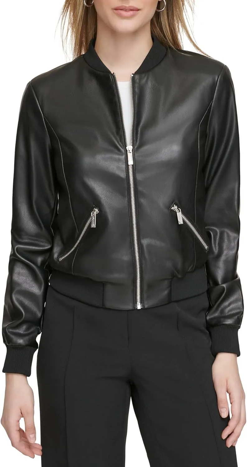 Calvin Klein Women's Bomber Jacket Zip Front