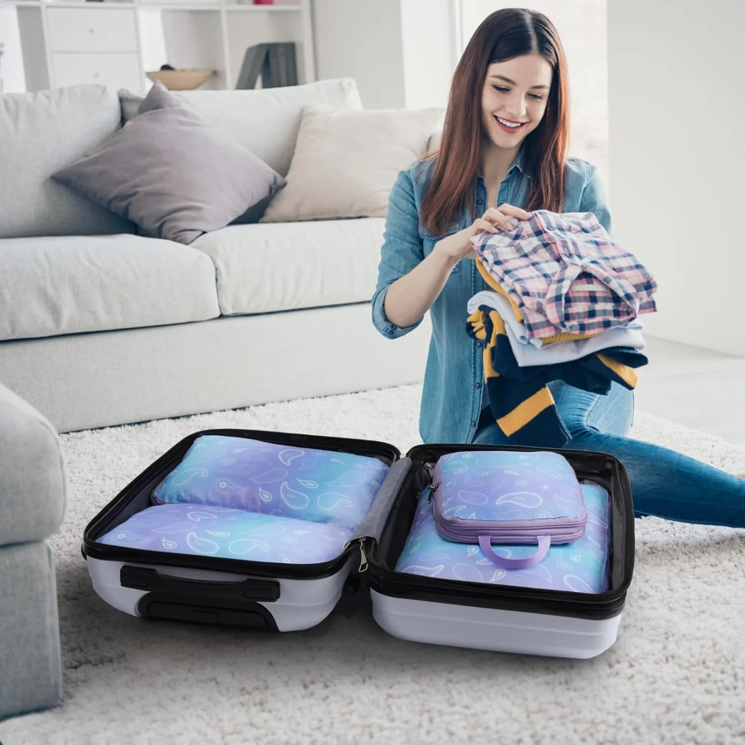 Cambond Compression Packing Cubes for Travel Women - Travel Bags Luggage Organizers Travel Essentials Compression Cubes for Travel Carry on Suitcases