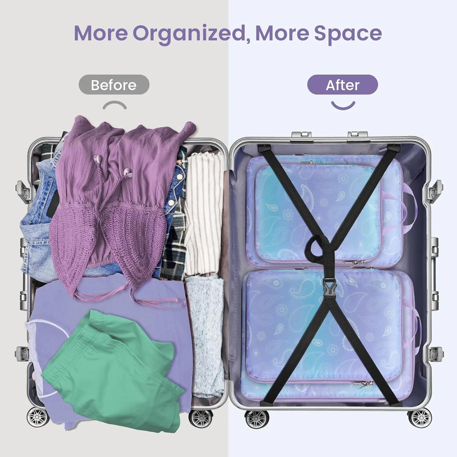 Cambond Compression Packing Cubes for Travel Women - Travel Bags Luggage Organizers Travel Essentials Compression Cubes for Travel Carry on Suitcases
