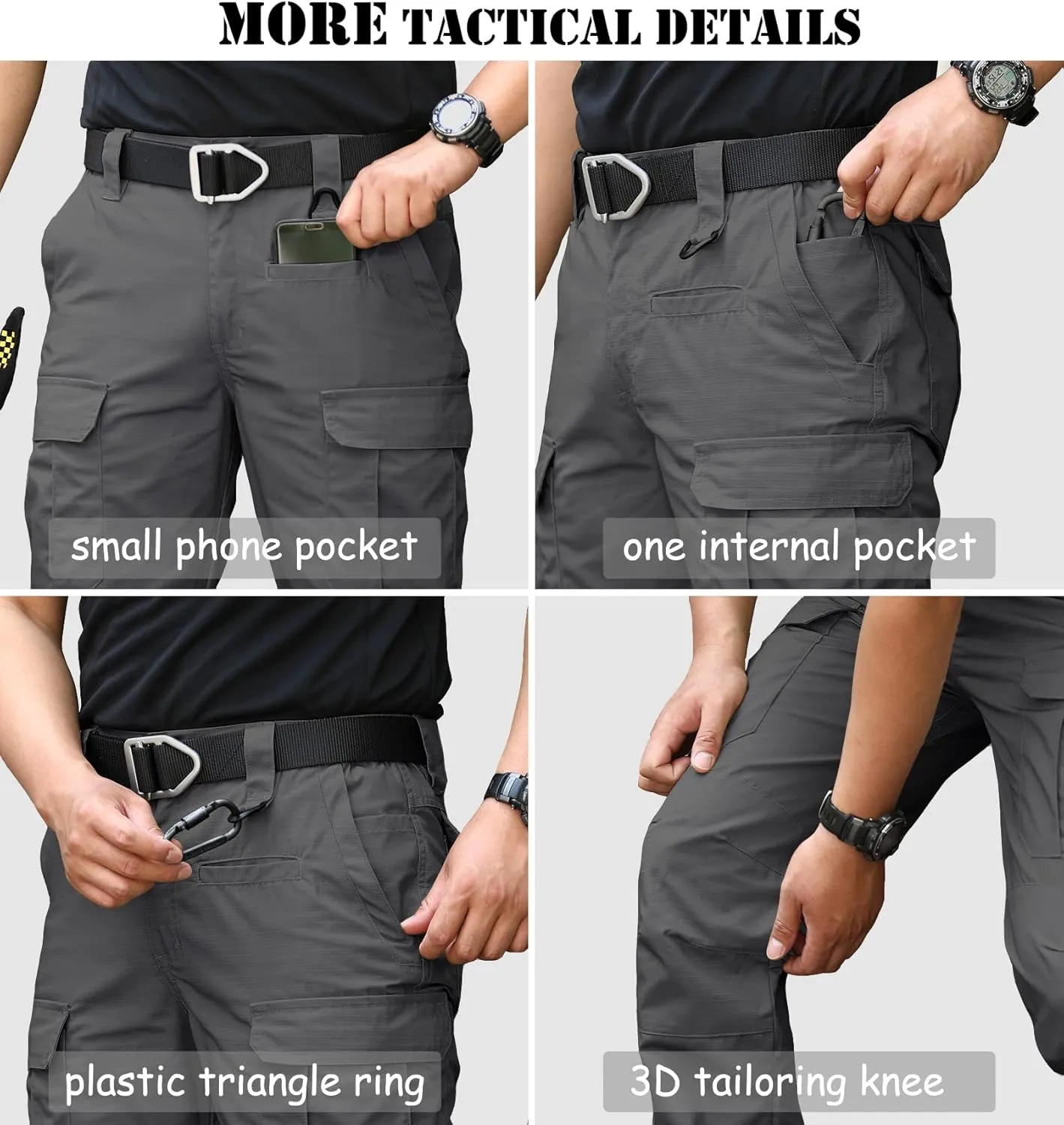CARWORNIC Men's Ripstop Tactical Pants Water-Resistant Military Cargo Pants Lightweight EDC Pockets Outdoor Hiking Work Pants
