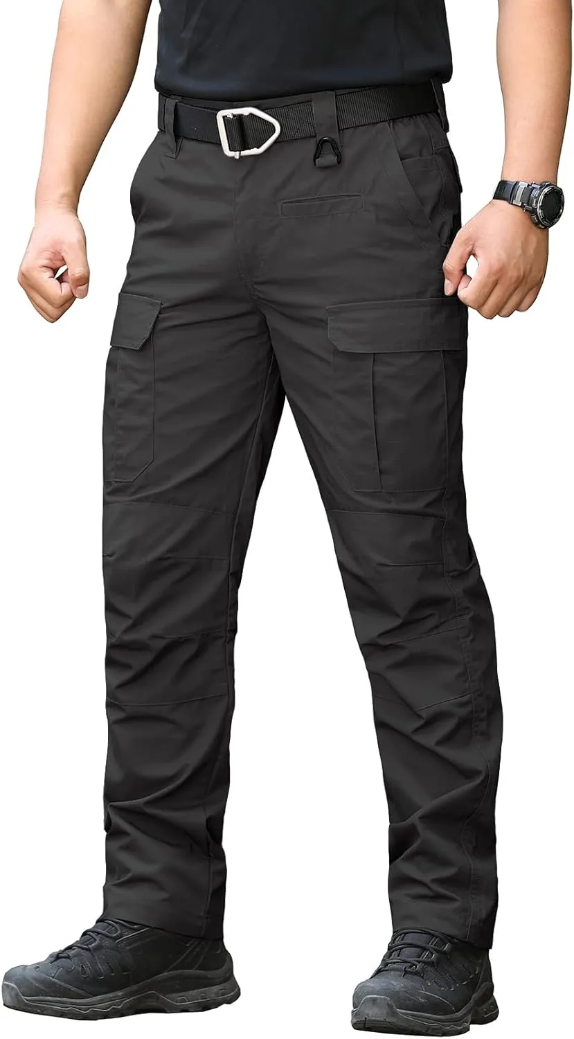 CARWORNIC Men's Ripstop Tactical Pants Water-Resistant Military Cargo Pants Lightweight EDC Pockets Outdoor Hiking Work Pants