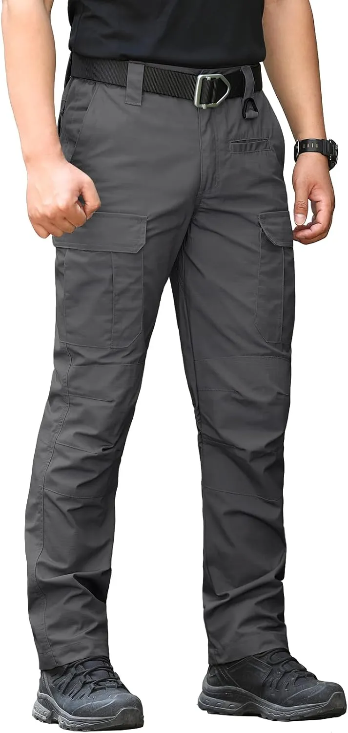 CARWORNIC Men's Ripstop Tactical Pants Water-Resistant Military Cargo Pants Lightweight EDC Pockets Outdoor Hiking Work Pants