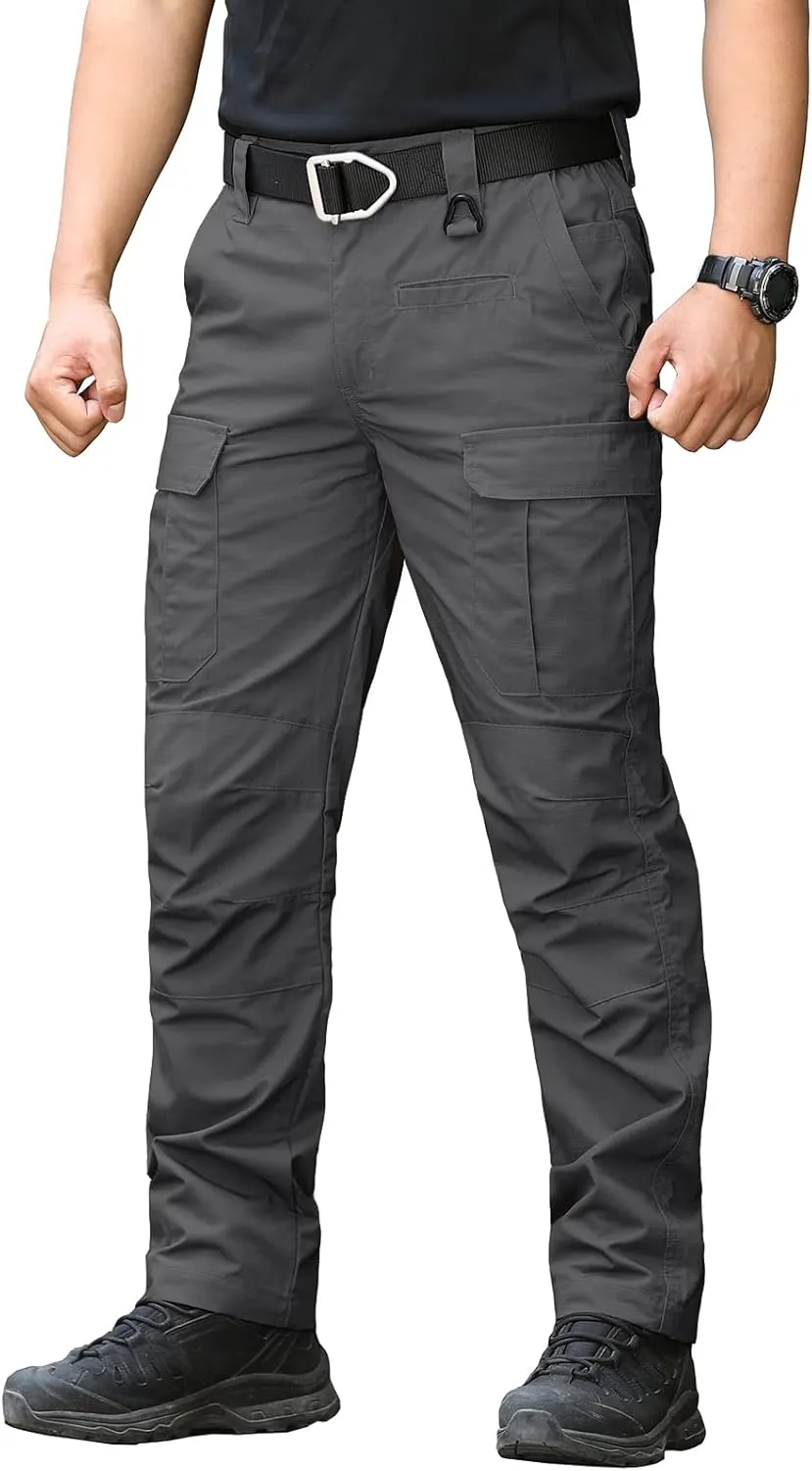 CARWORNIC Men's Ripstop Tactical Pants Water-Resistant Military Cargo Pants Lightweight EDC Pockets Outdoor Hiking Work Pants