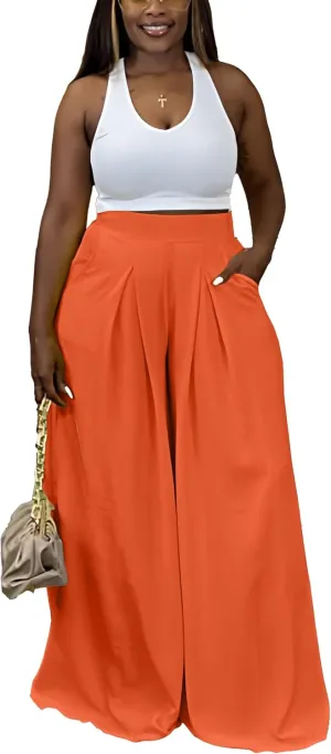 Casual Palazzo Pants for Women Lounge Pants Wide Leg Trousers Women Skirt Pants with Elastic Waistband