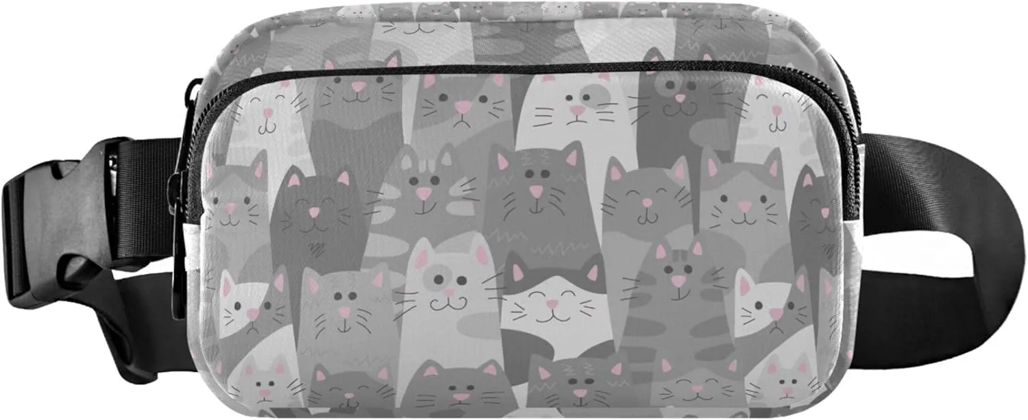 Cats Doodle Cartoon Fanny Packs for Women Waterproof Belt Bags Hip Pack Trendy Crossbody Waist Purse