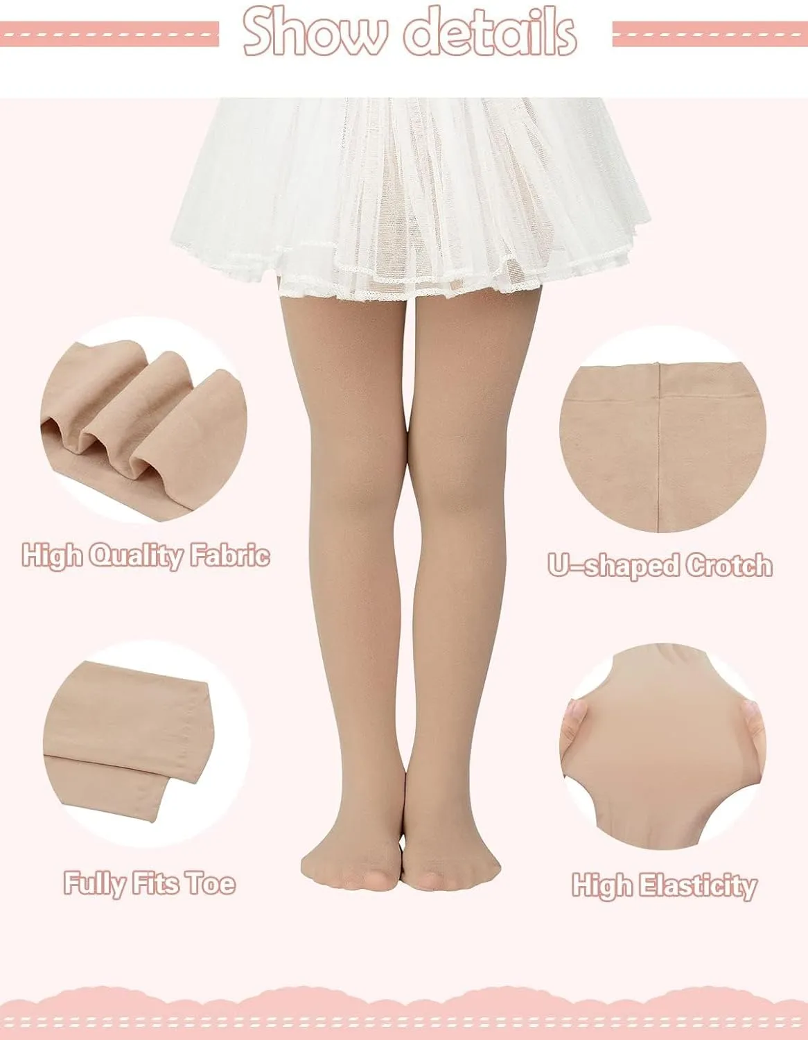 Century Star 3 Pairs Girls Ballet Tights Dance Toddler Baby Leggings School Uniform Stockings