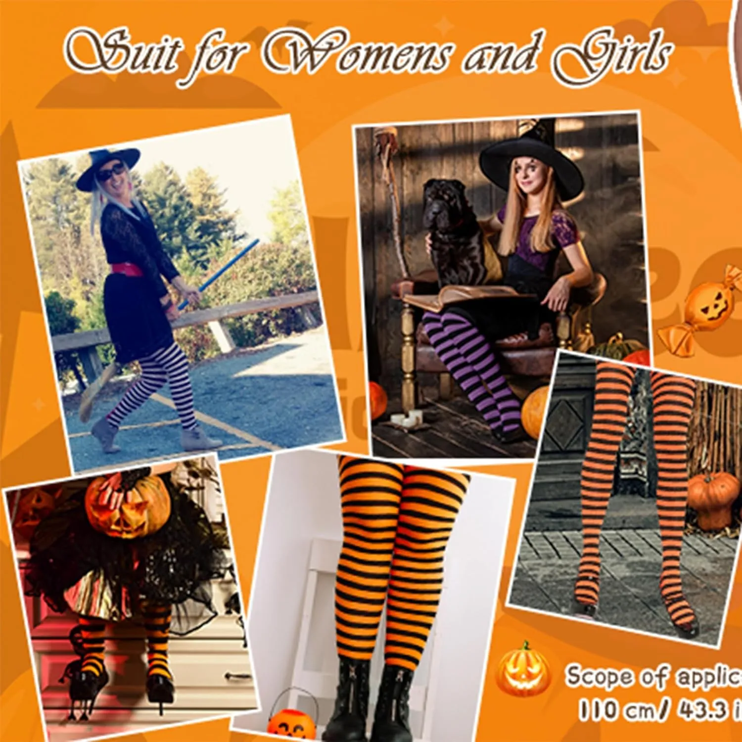 Century Star Halloween Striped Womens Tights Stockings Footed Pantyhose Witch Leggings Girls Halloween Costume Party