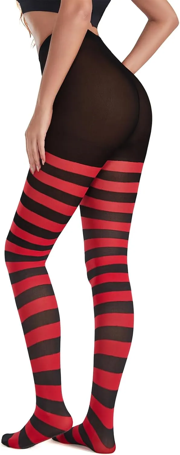 Century Star Halloween Striped Womens Tights Stockings Footed Pantyhose Witch Leggings Girls Halloween Costume Party