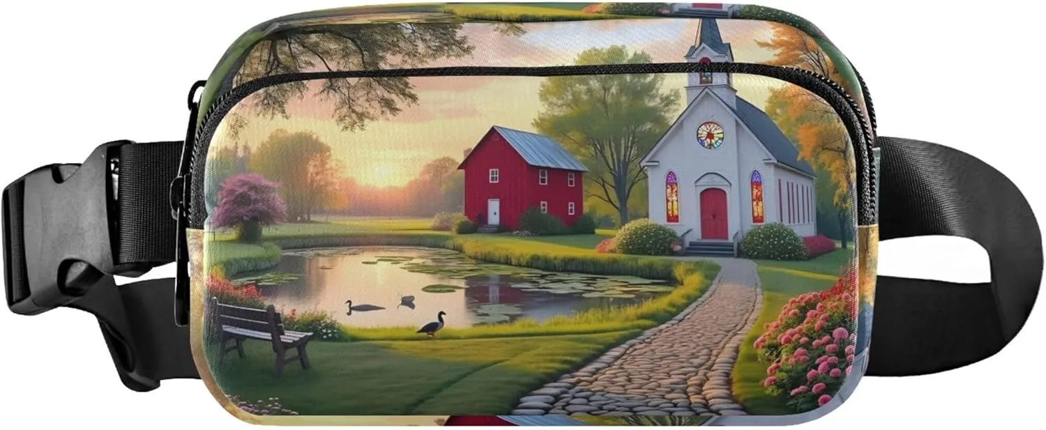Chapel Pond Sunset Fanny Pack for Women Waterproof Belt Bag Hip Pack Festival Travel Waist Pouch