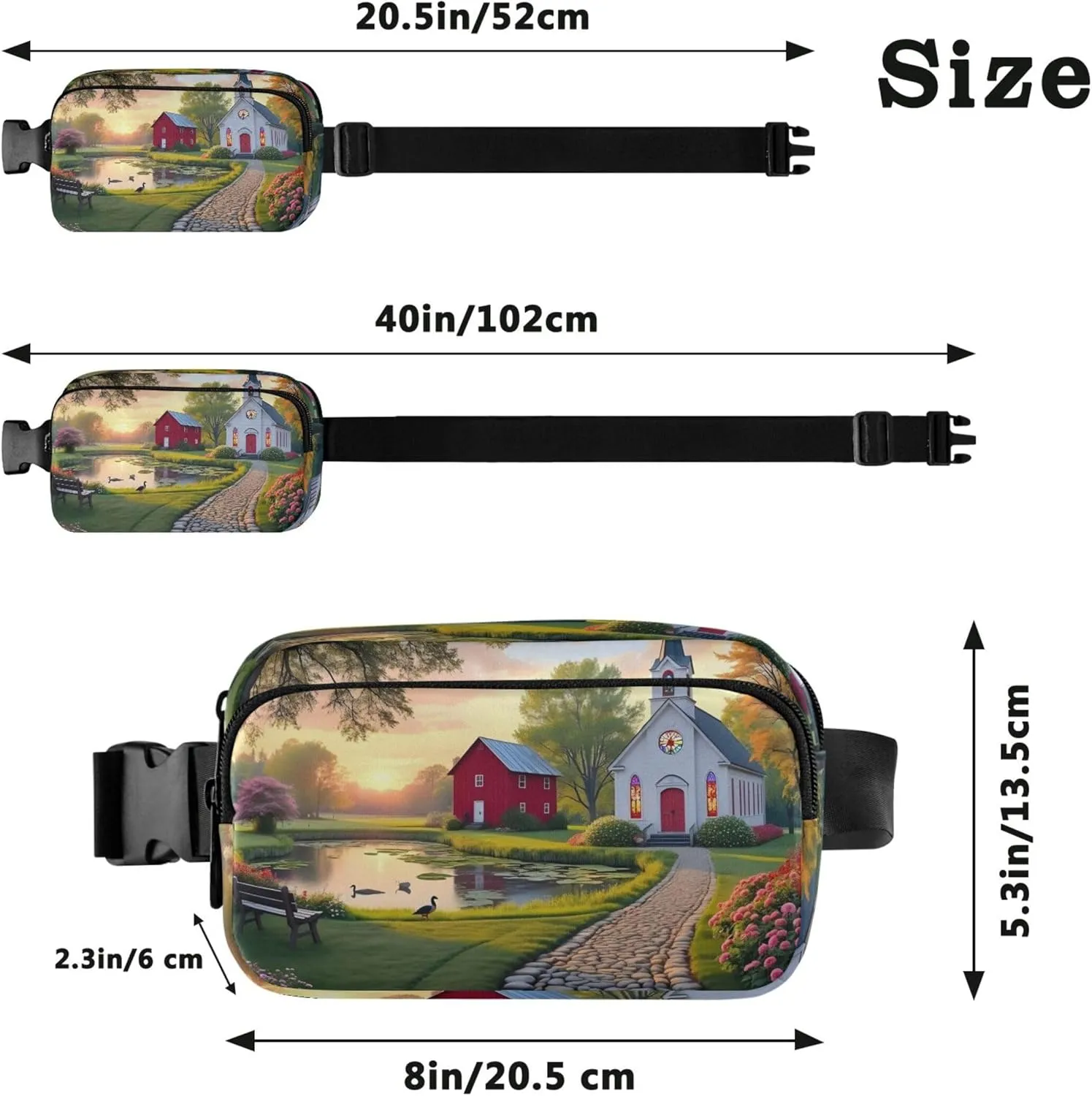 Chapel Pond Sunset Fanny Pack for Women Waterproof Belt Bag Hip Pack Festival Travel Waist Pouch