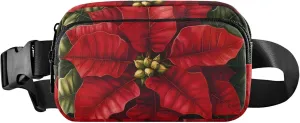 Christmas Poinsettia Womens Fanny Pack Waterproof Hip Bag Belt Pouch Cute Waist Pack for Women