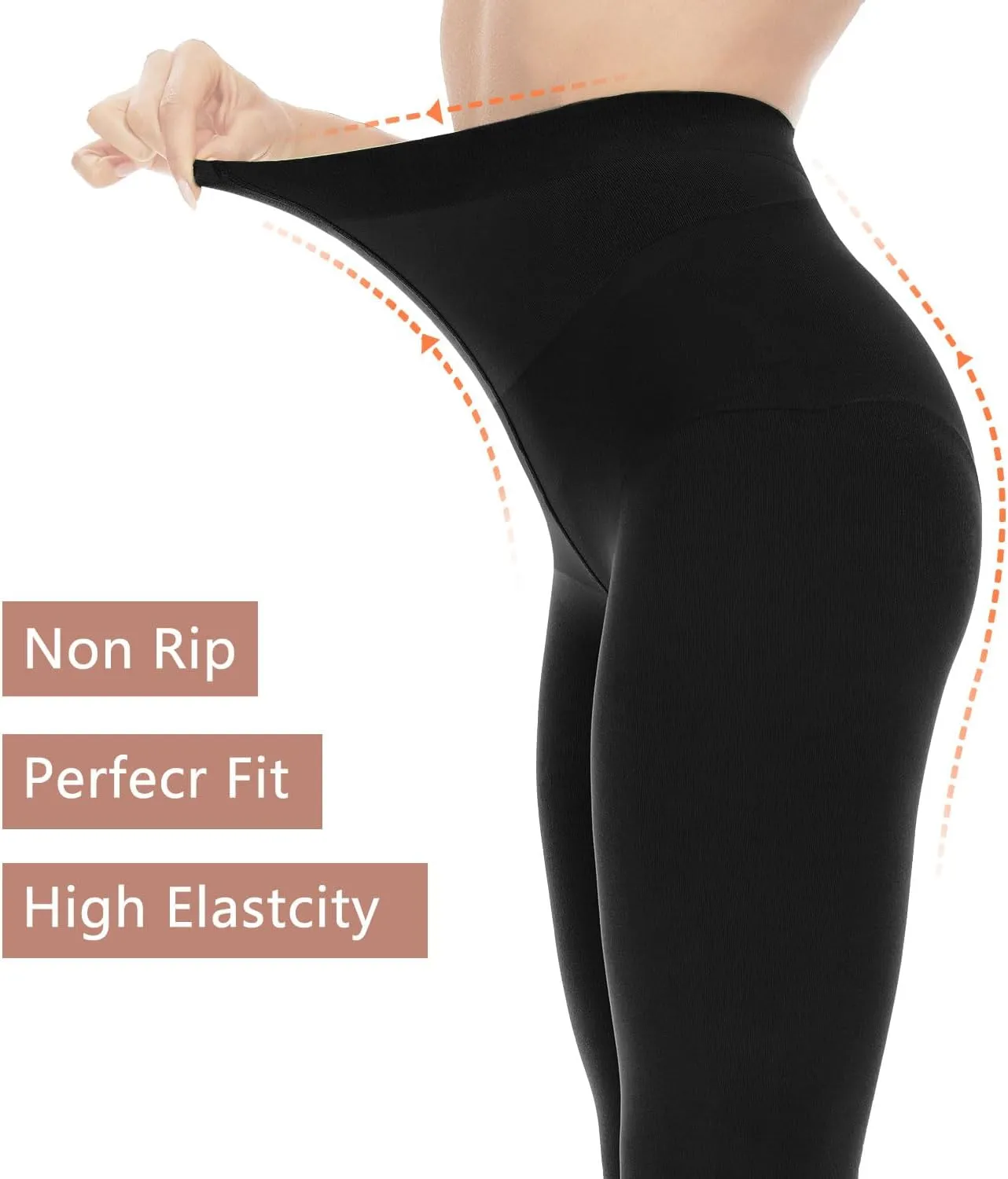 Citystl Opaque Black Tights for Women, 80D Solid Color Soft Tights, Control Top Microfiber Pantyhose for women