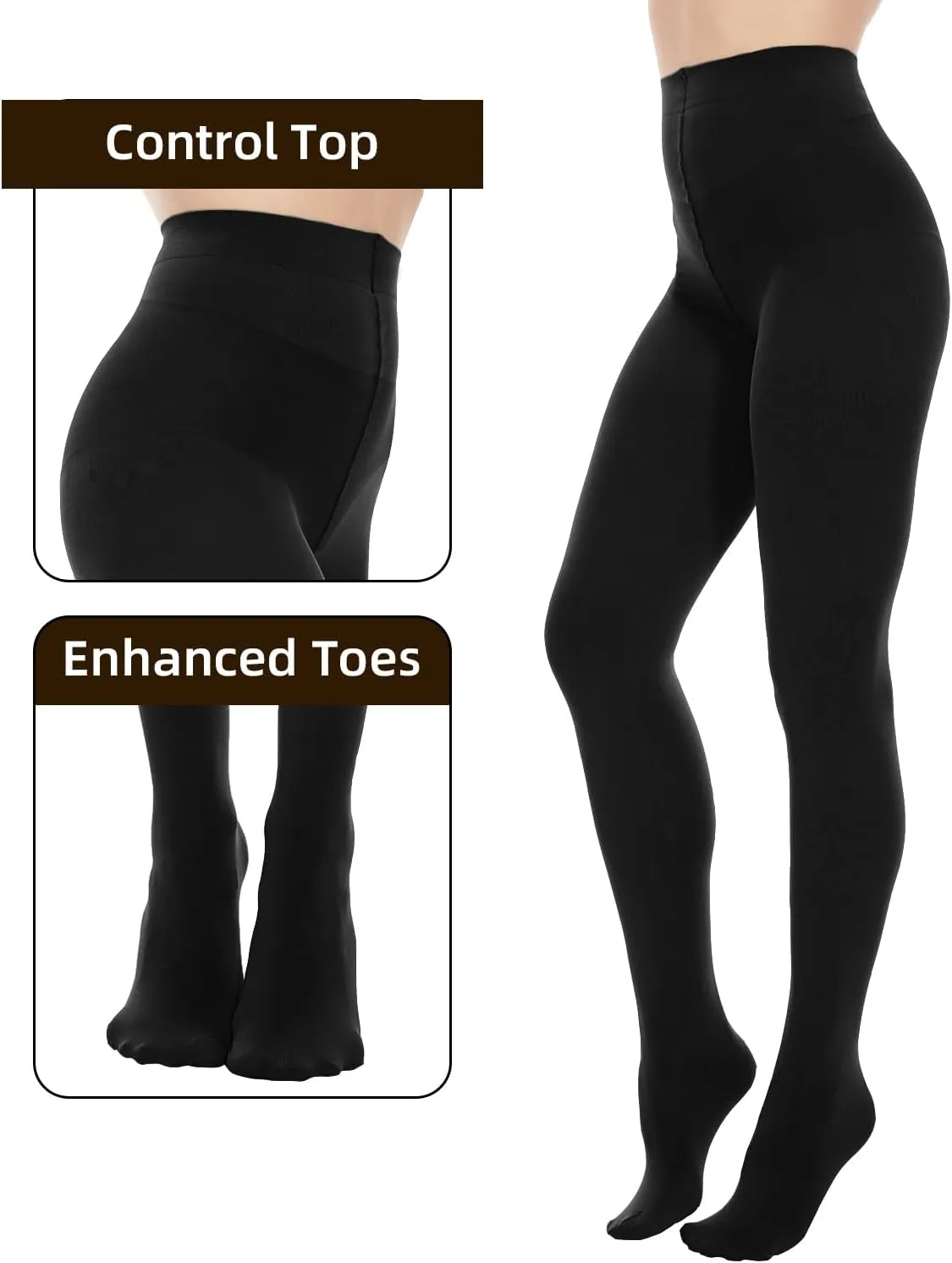 Citystl Opaque Black Tights for Women, 80D Solid Color Soft Tights, Control Top Microfiber Pantyhose for women