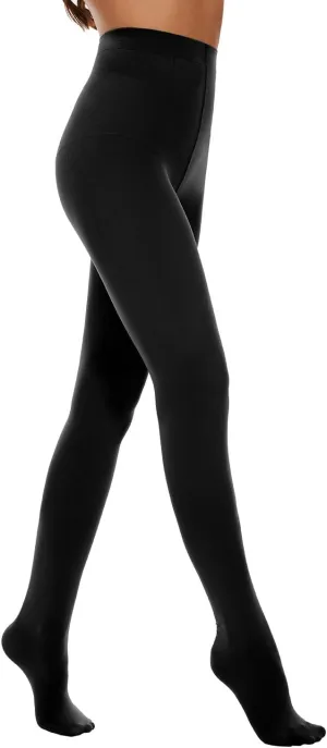 Citystl Opaque Black Tights for Women, 80D Solid Color Soft Tights, Control Top Microfiber Pantyhose for women