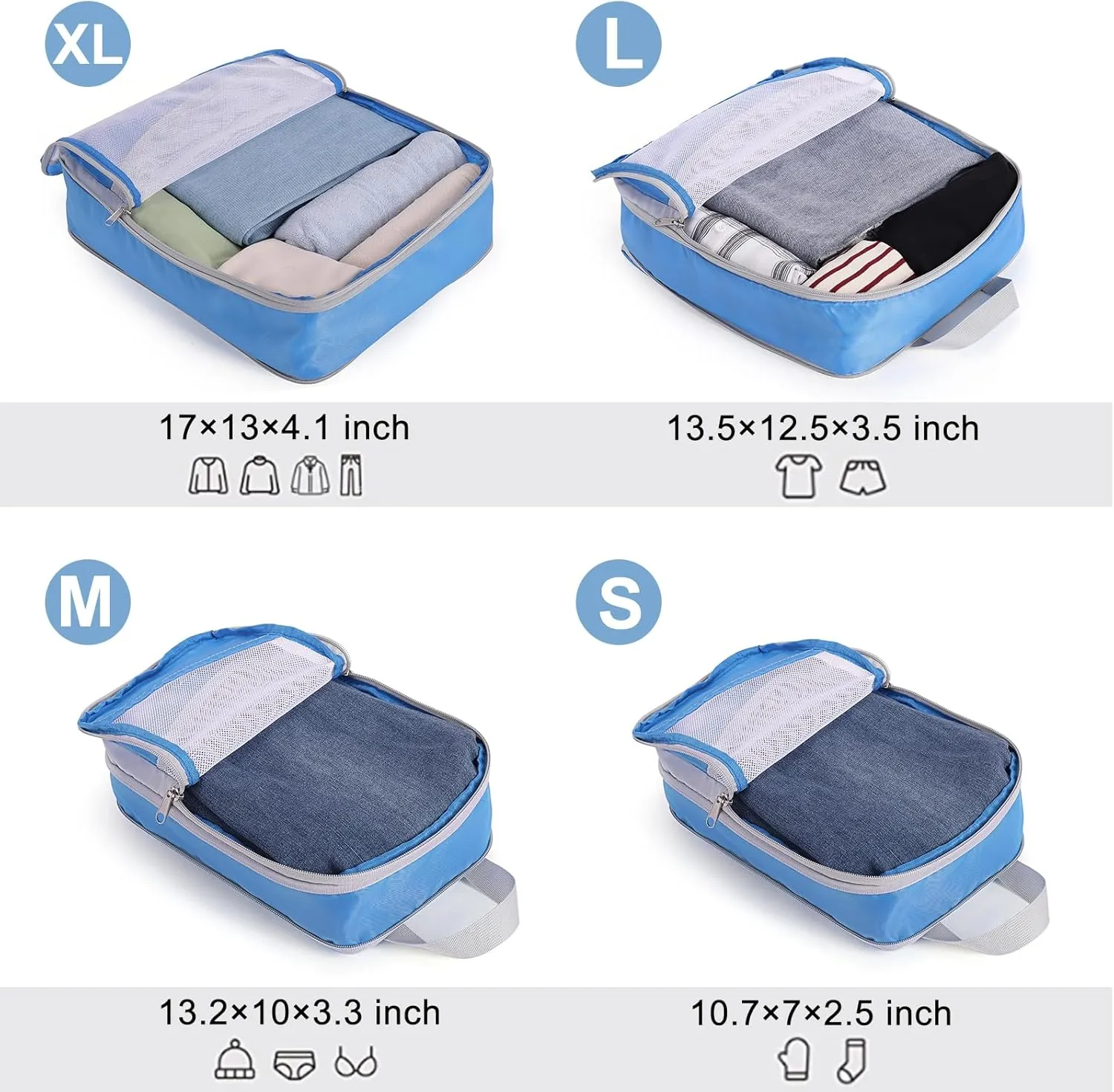 CLUCI Compression Packing Cubes for Travel, 7 Set/4 Set Travel Essentials, Organizer Bags for Luggage Accessories