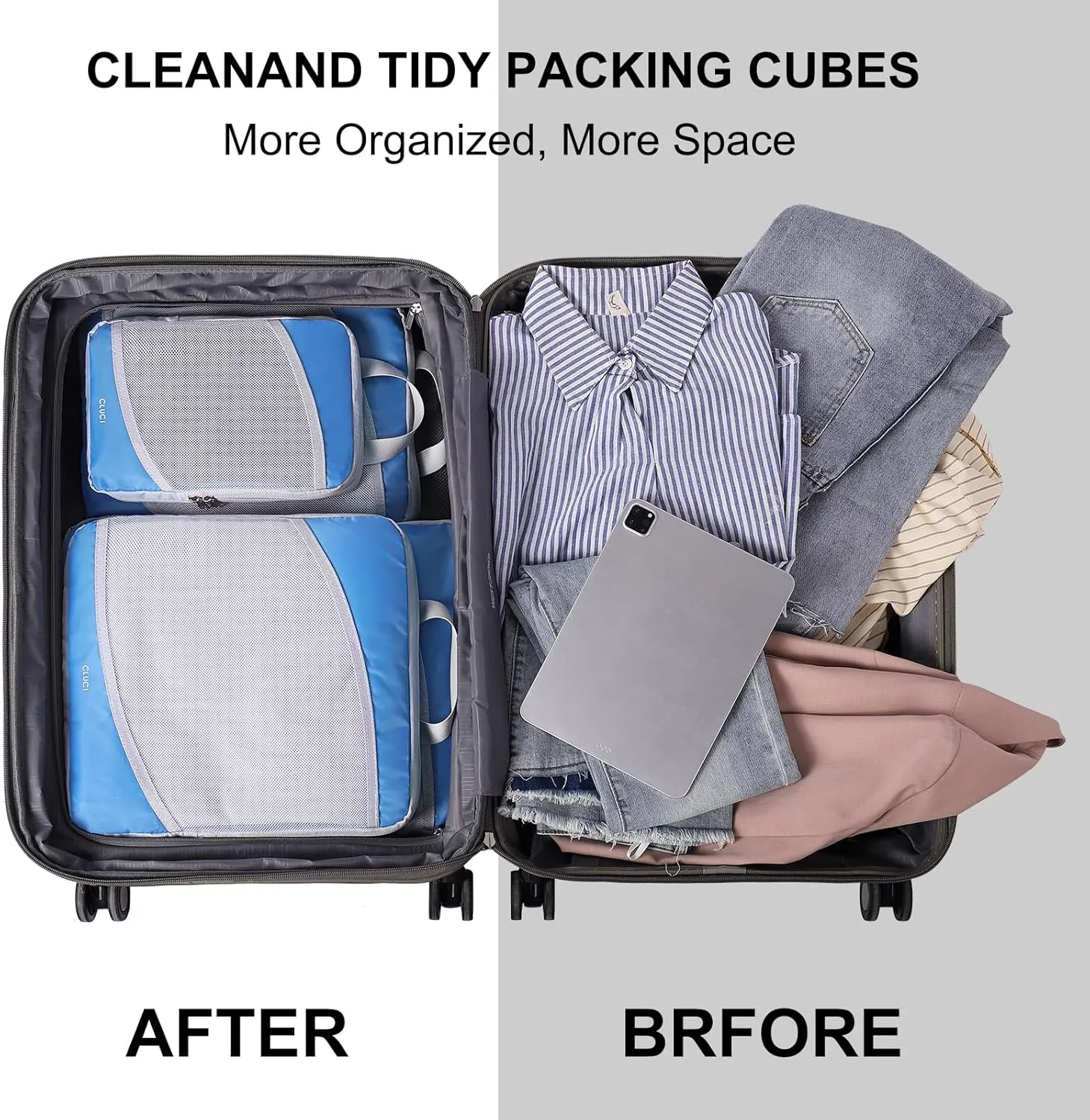 CLUCI Compression Packing Cubes for Travel, 7 Set/4 Set Travel Essentials, Organizer Bags for Luggage Accessories
