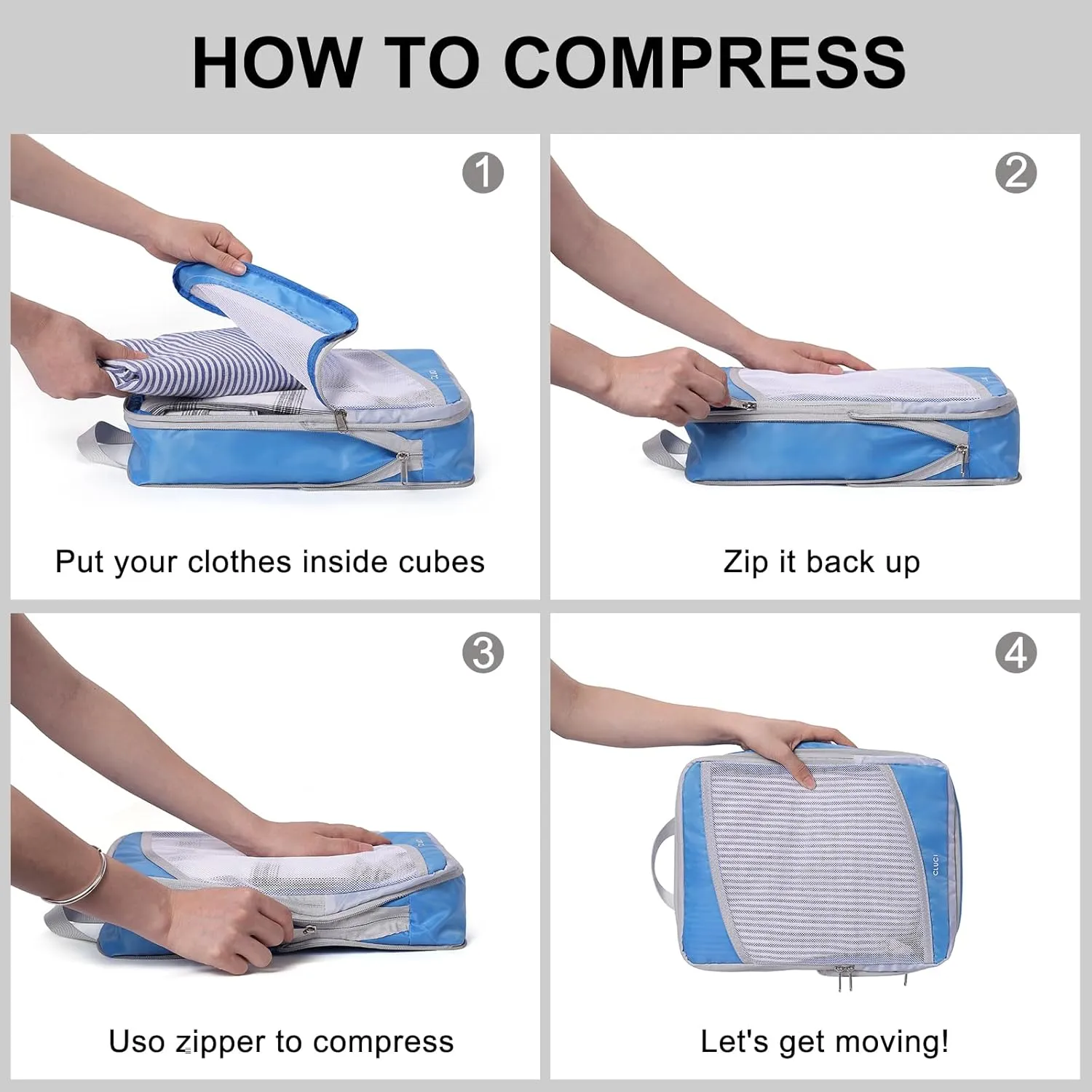 CLUCI Compression Packing Cubes for Travel, 7 Set/4 Set Travel Essentials, Organizer Bags for Luggage Accessories