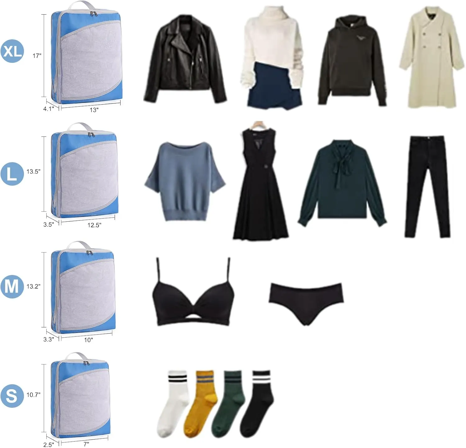 CLUCI Compression Packing Cubes for Travel, 7 Set/4 Set Travel Essentials, Organizer Bags for Luggage Accessories