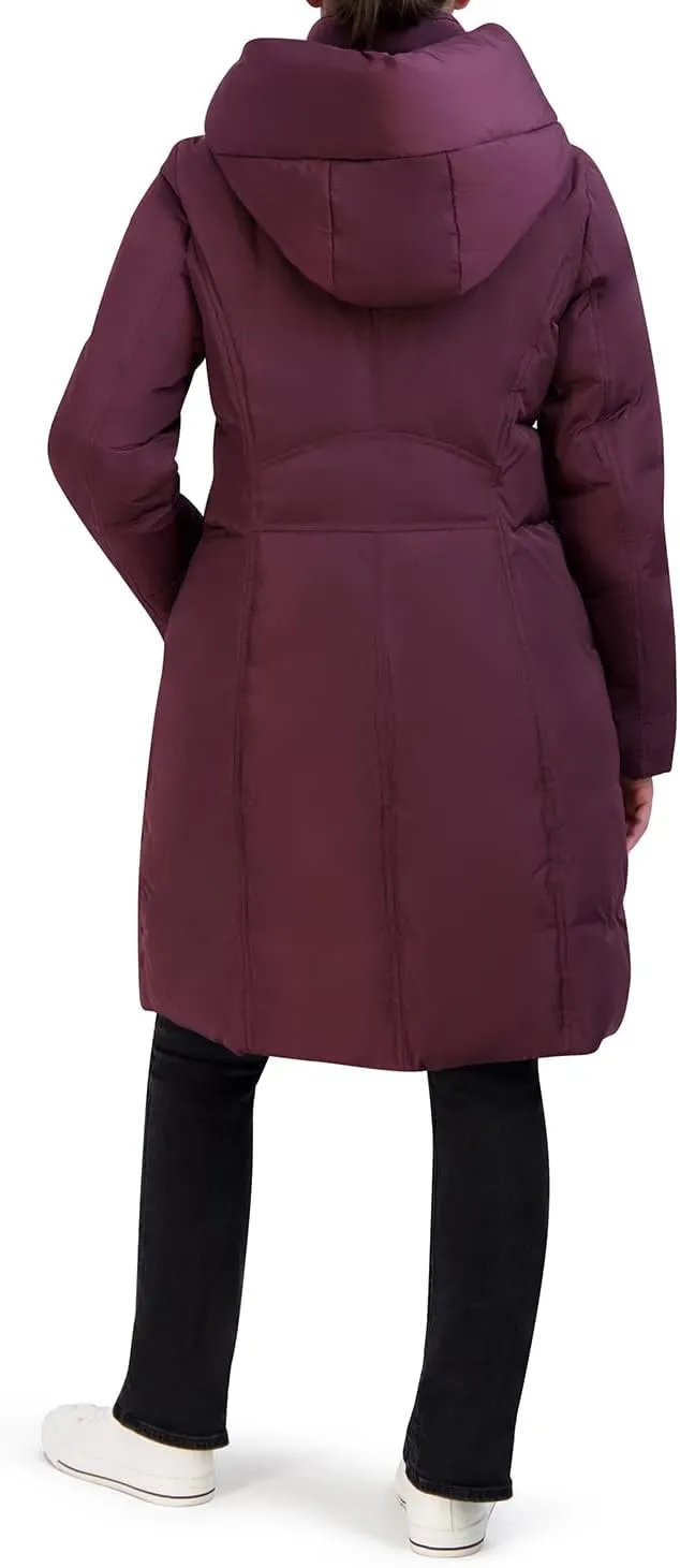 Cole Haan Women's Taffeta Down Coat with Bib and Set in Hood