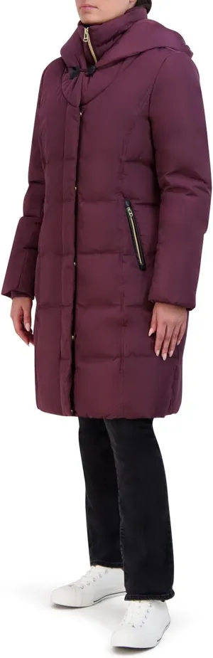 Cole Haan Women's Taffeta Down Coat with Bib and Set in Hood