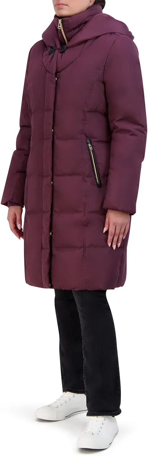 Cole Haan Women's Taffeta Down Coat with Bib and Set in Hood