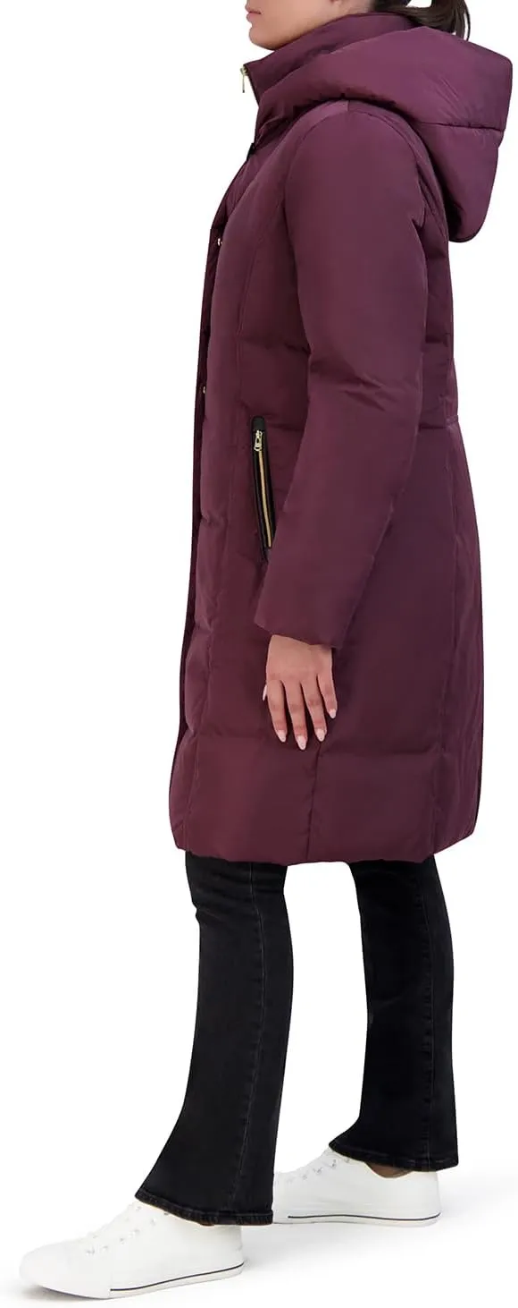Cole Haan Women's Taffeta Down Coat with Bib and Set in Hood
