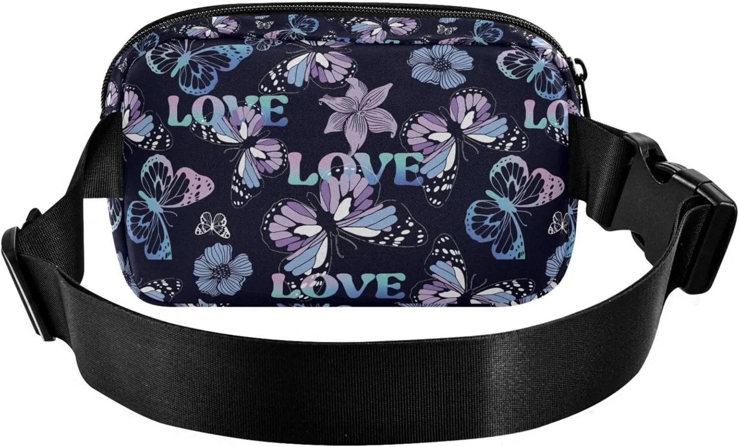 Custom Bright Butterflies Colorful Waterproof Fanny Packs for Women Belt Bag Hip Pack Pattern Waist Pouches for Men