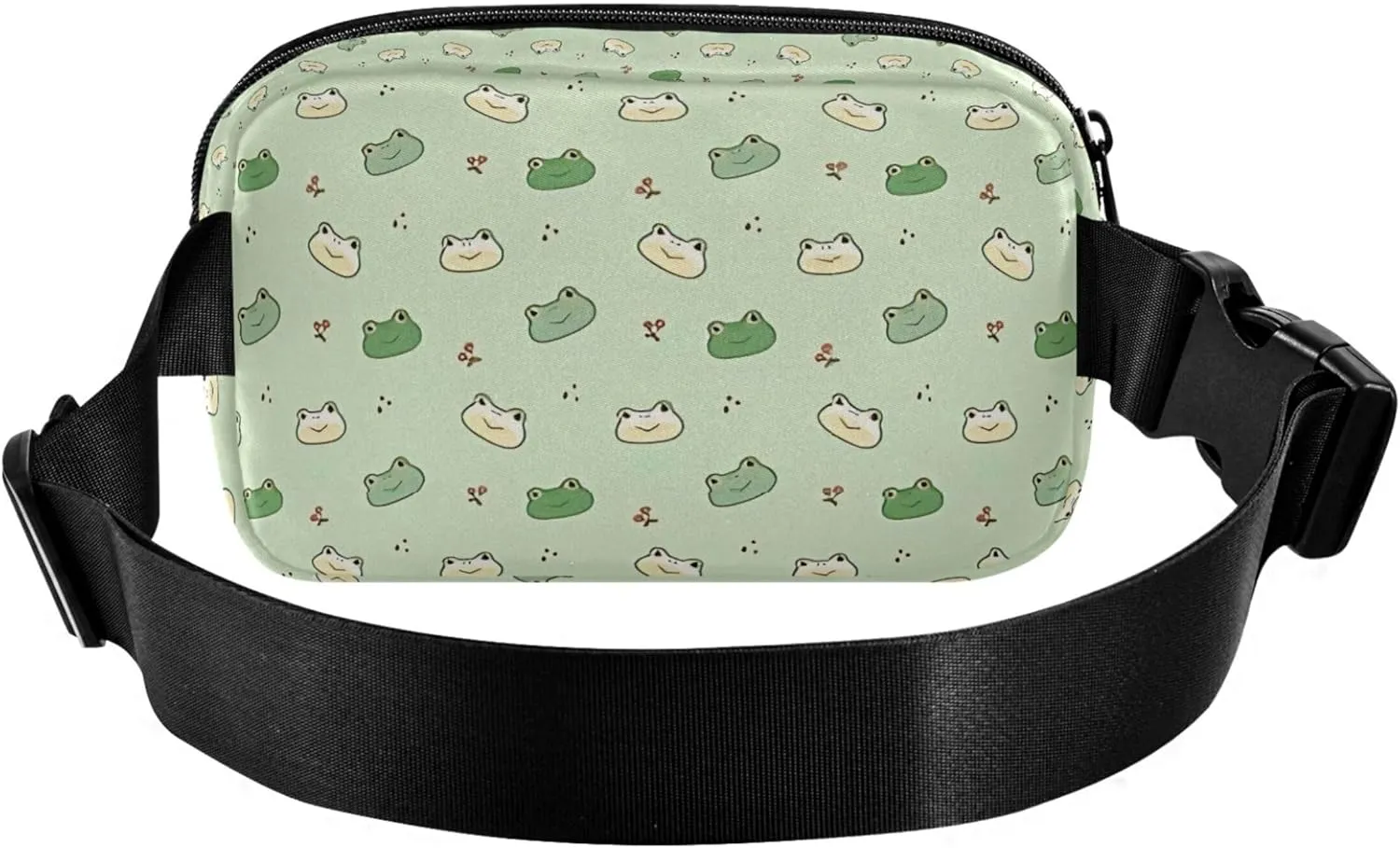 Custom Cartoon Frog Face Cute Green Fanny Pack for Women Waterproof Anti Theft Belt Bag Cute Waist Bag for Women